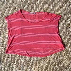 Soft joie coral striped crop top